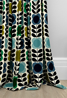 Orla Kiely Spot Flower Stem, Blue & Green - Made to Measure Curtains